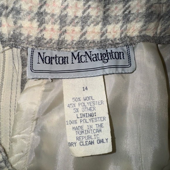 Classic Norton McNaughton Houndstooth 50% wool Skirt Cream-Gray-Pink Sz 14. - Picture 7 of 7